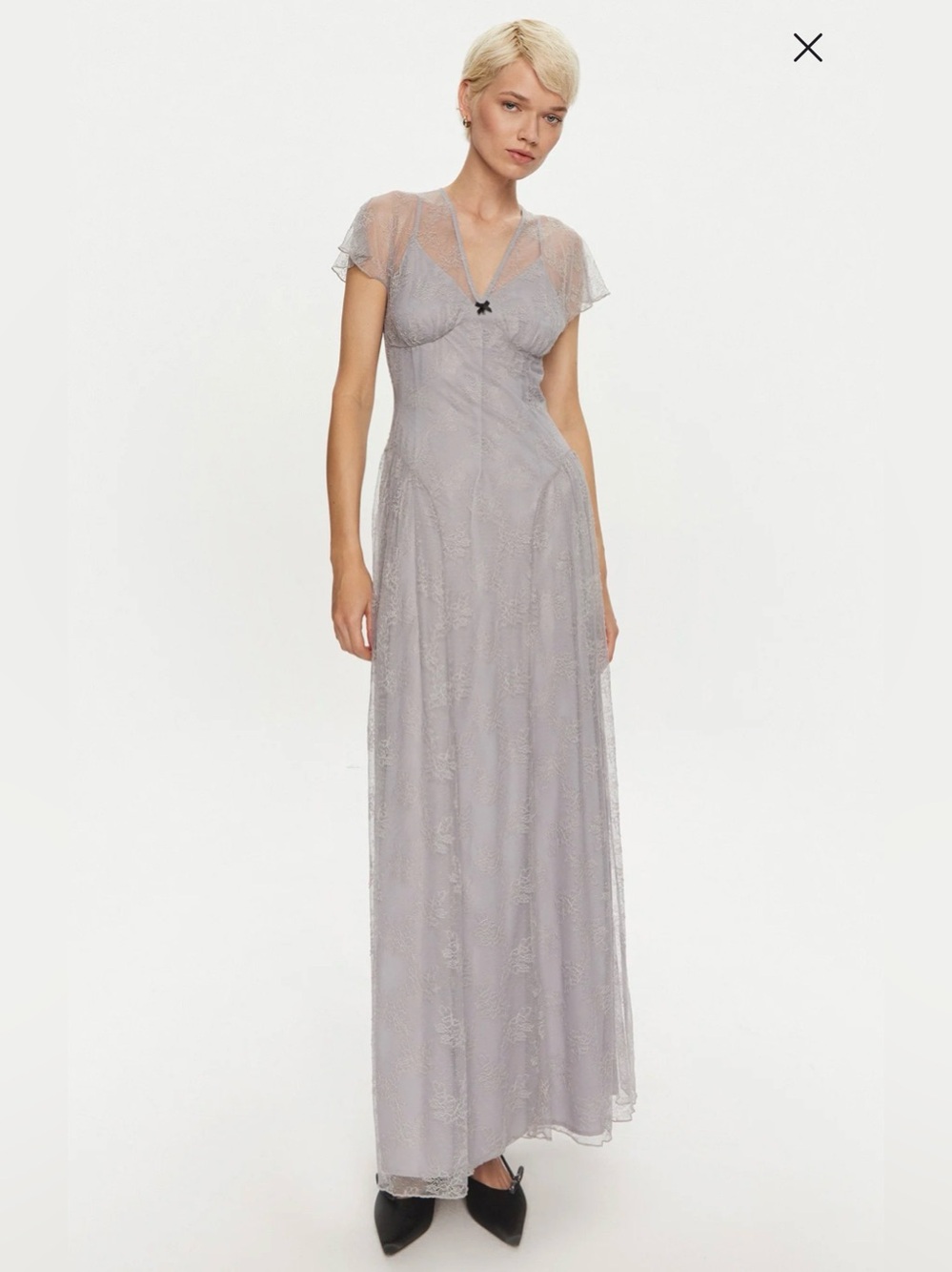 ROTATE BIRGERCHRISTENSEN lace v-neck maxi dress size40 us6 lacecoquette grey NWT